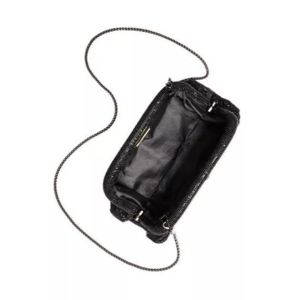 AQUA Irina Black Rhinestone Evening Clutch Crossbody Bag NWT Bloomingdale's New - Picture 3 of 15